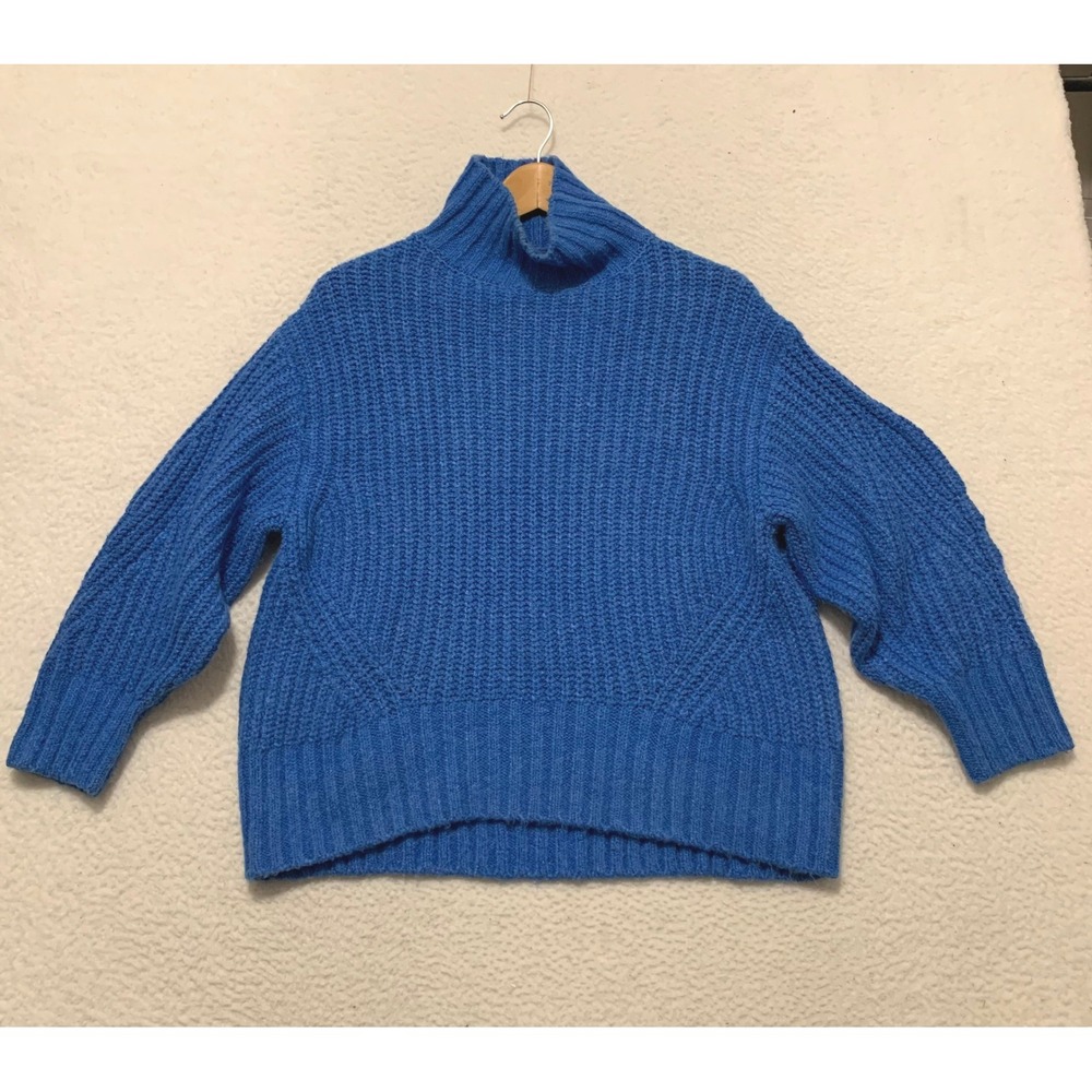 Maeve Anthropologie Chunky Knit Turtleneck Sweater XXSP Petite Blue OB1838157